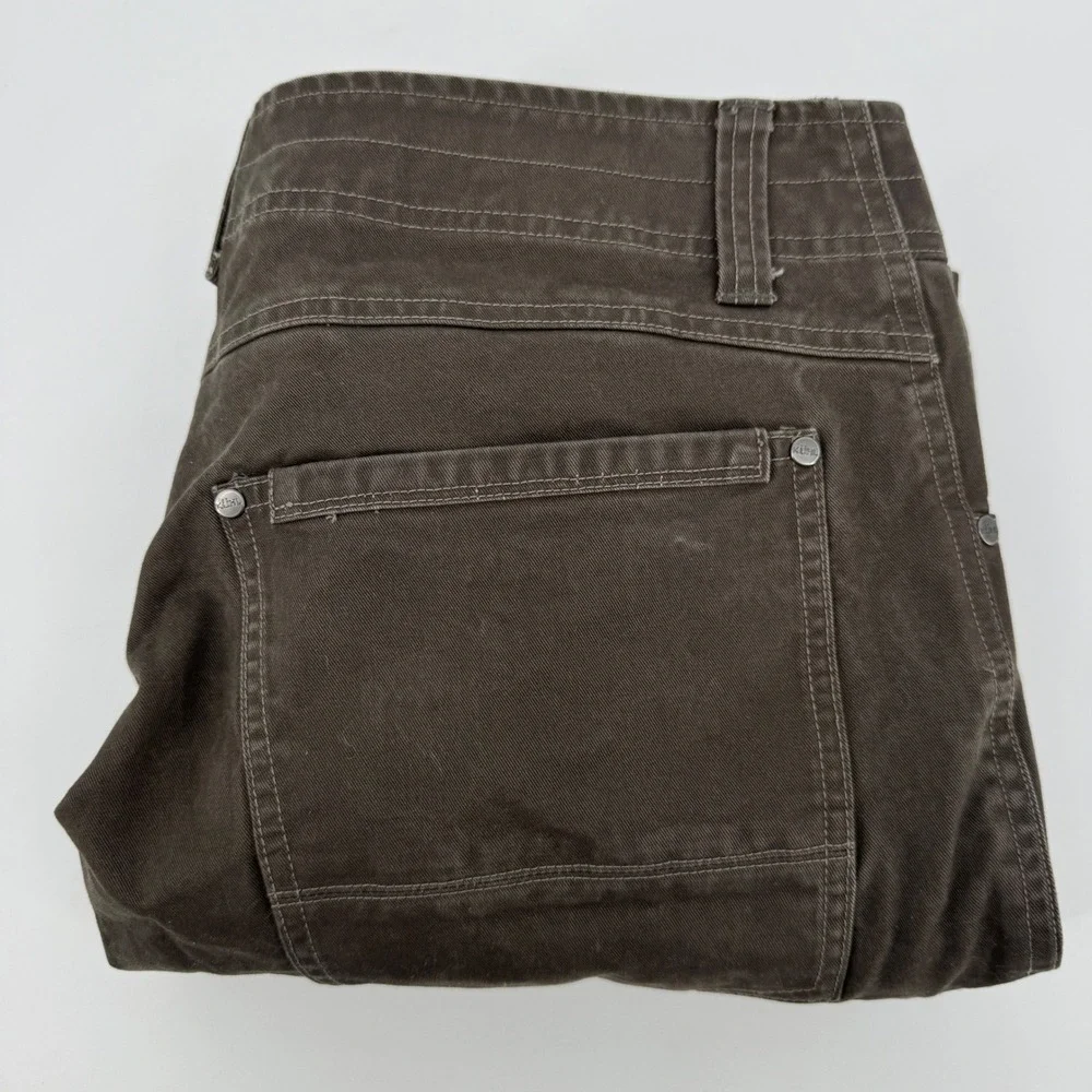 Kuhl Hot Rydr Flannel Lined Pants Green Brown Mens 34x30 Hiking Workwear